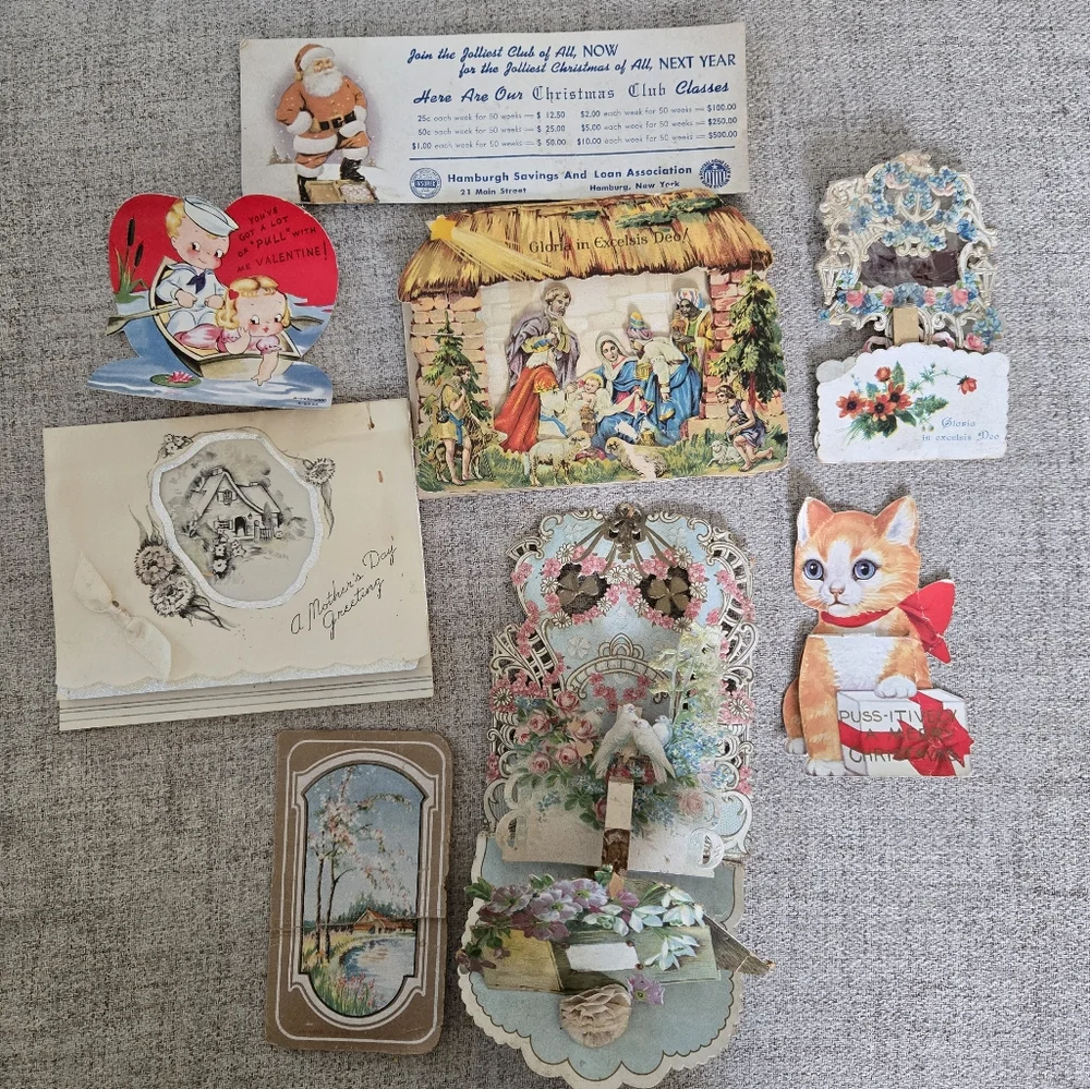 Lot Of 8 Vintage Holiday Greeting Cards Collection